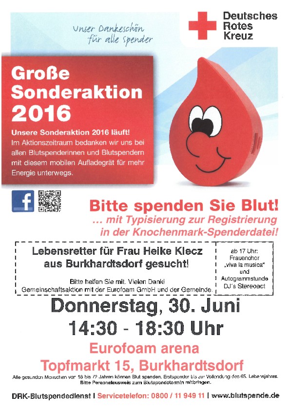 Plakat DRK Typisierung am 30 06 2016